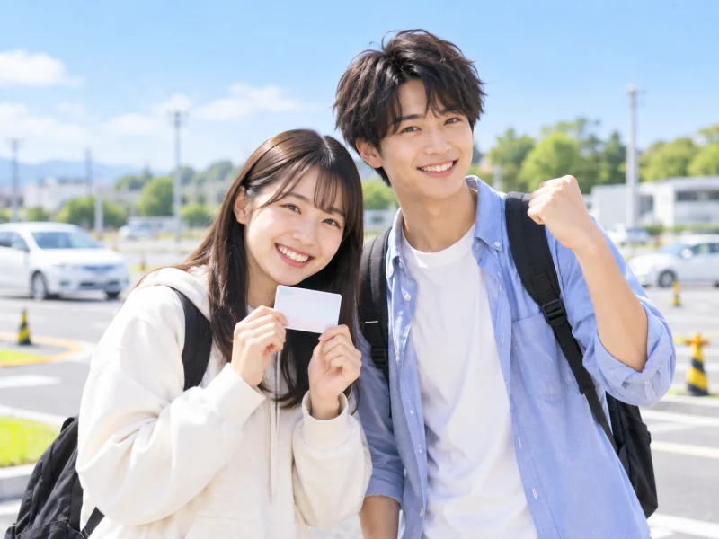 卒業を喜ぶ2人